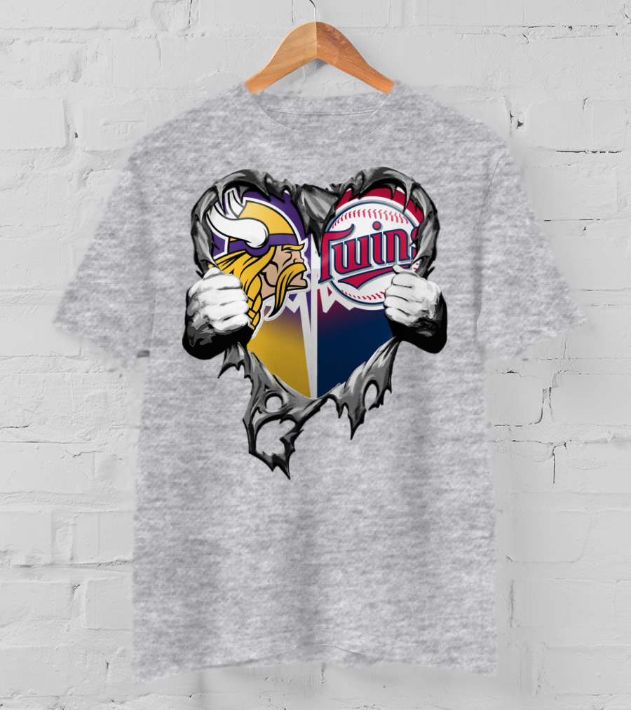 Vikings Twins Heart Logo Fusion T-Shirt