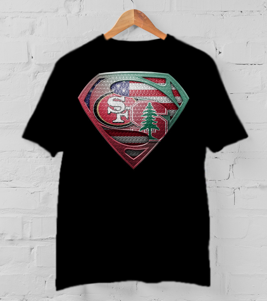 Sf Logo American Flag Superman Shield With Tree T-Shirt