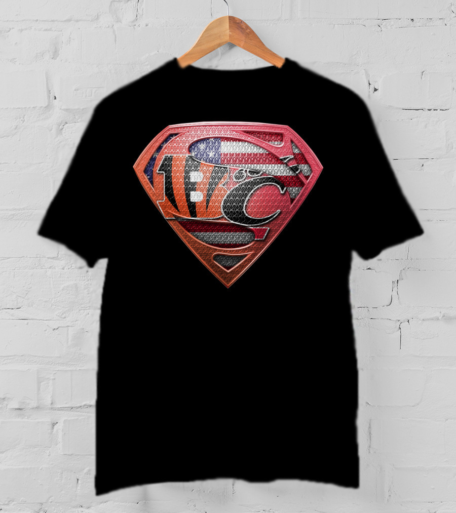 Nfl Afc Superman Shield With American Flag And Superhero T-Shirt