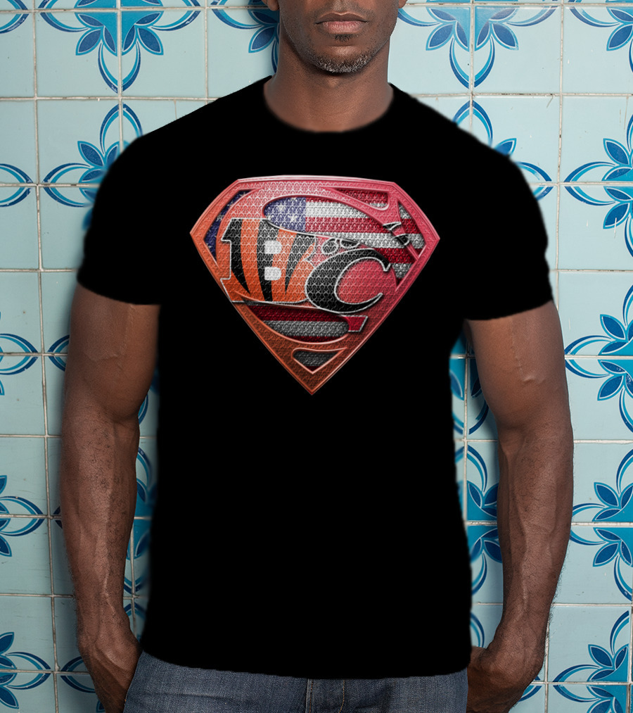 Nfl Afc Superman Shield With American Flag And Superhero T-Shirt