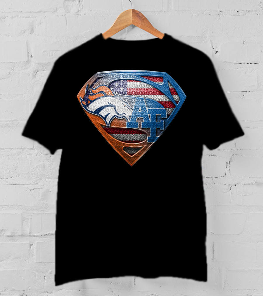 Denver Broncos Air Force Usa Flag Shield T-Shirt