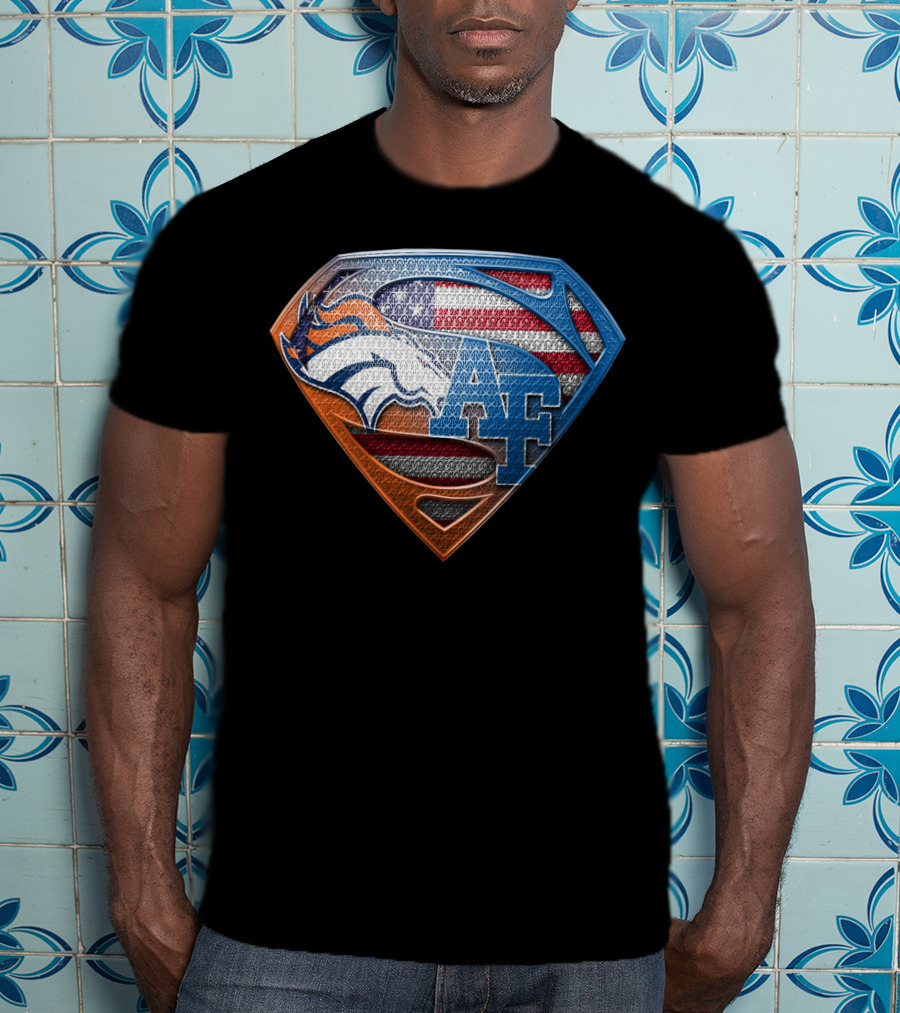 Denver Broncos Air Force Usa Flag Shield T-Shirt