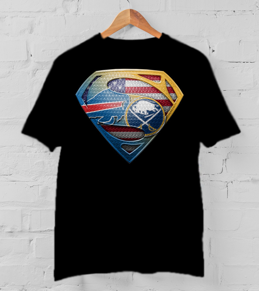 Buffalo Sabres American Flag Superman Logo Mashup T-Shirt