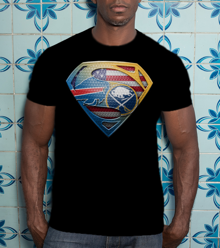 Buffalo Sabres American Flag Superman Logo Mashup T-Shirt