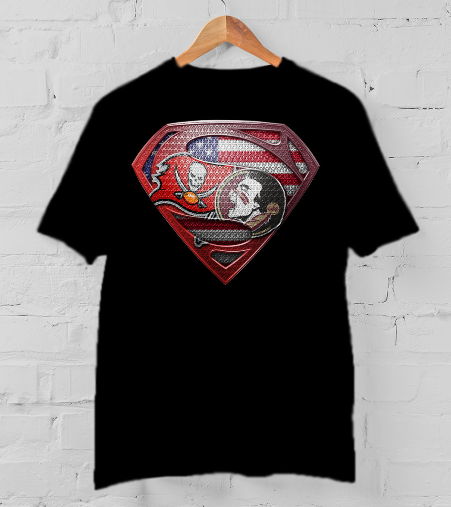 Superman Tampa Bay Buccaneers American Flag T-Shirt