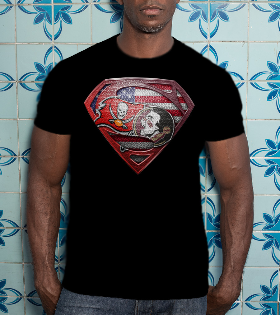 Superman Tampa Bay Buccaneers American Flag T-Shirt