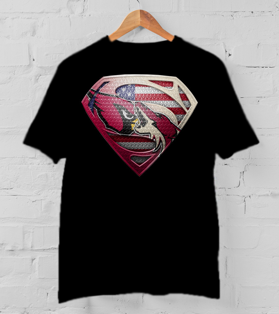 Arizona Cardinals Superman Logo American Flag Shield T-Shirt