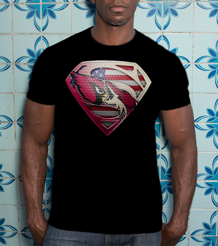 Arizona Cardinals Superman Logo American Flag Shield T-Shirt