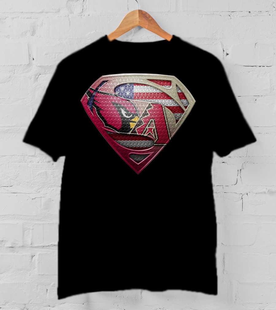 Arizona Cardinals Superman Logo American Flag T-Shirt