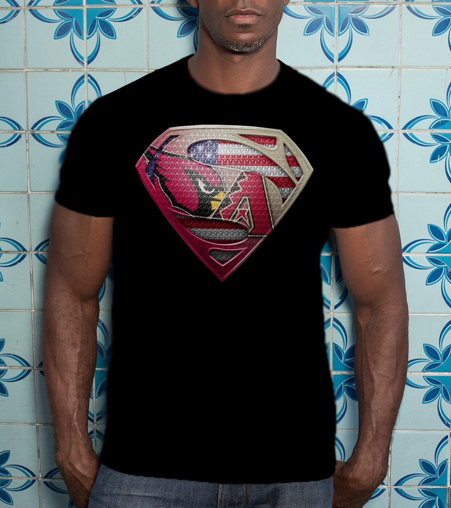 Arizona Cardinals Superman Logo American Flag T-Shirt