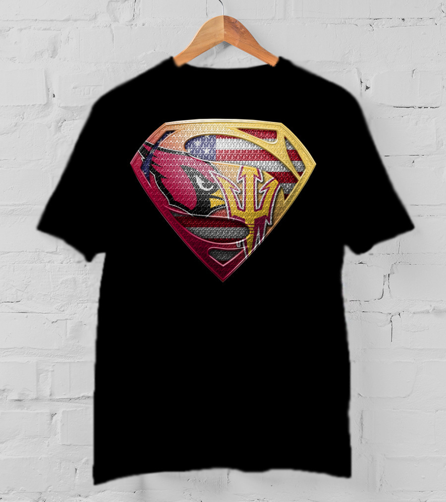 Arizona Cardinals Sun Devils Superman Usa Flag T-Shirt