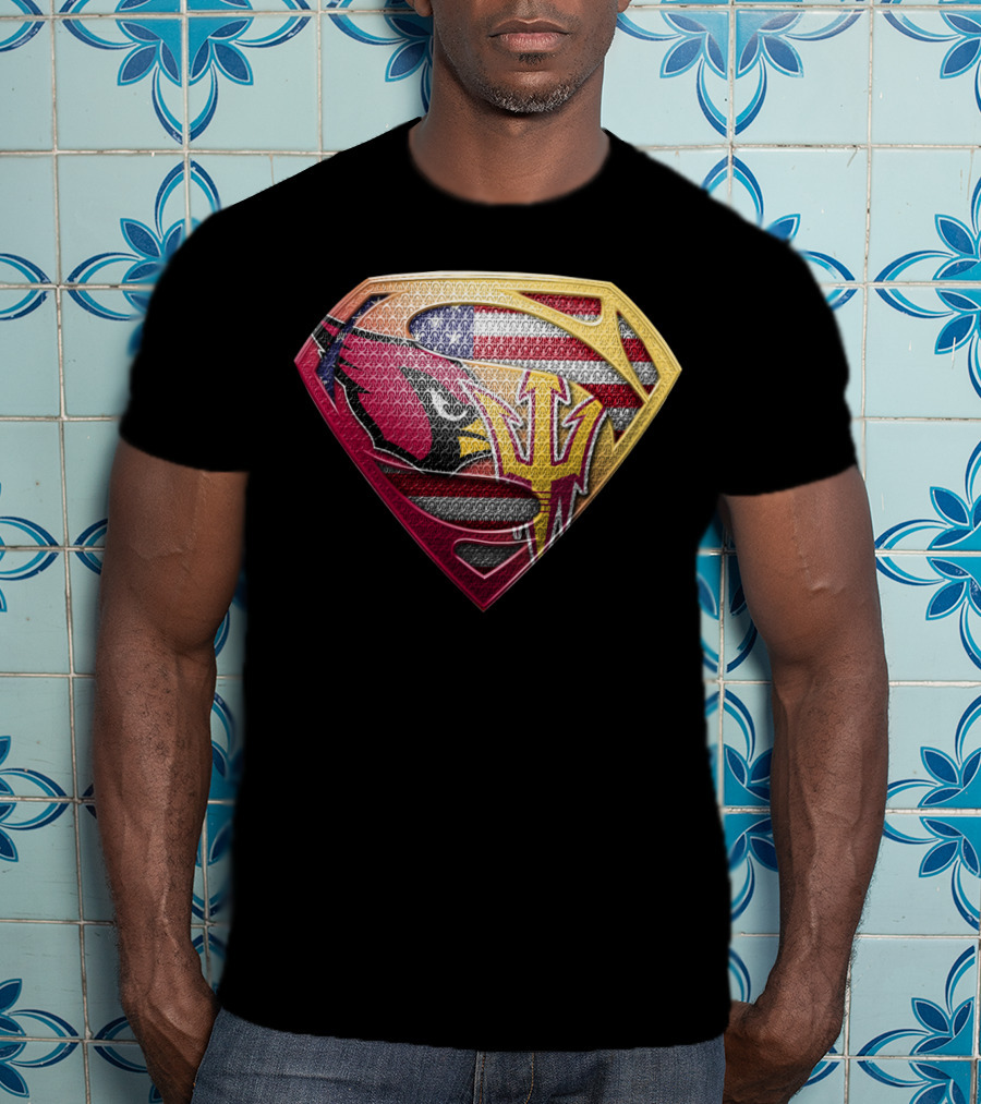 Arizona Cardinals Sun Devils Superman Usa Flag T-Shirt