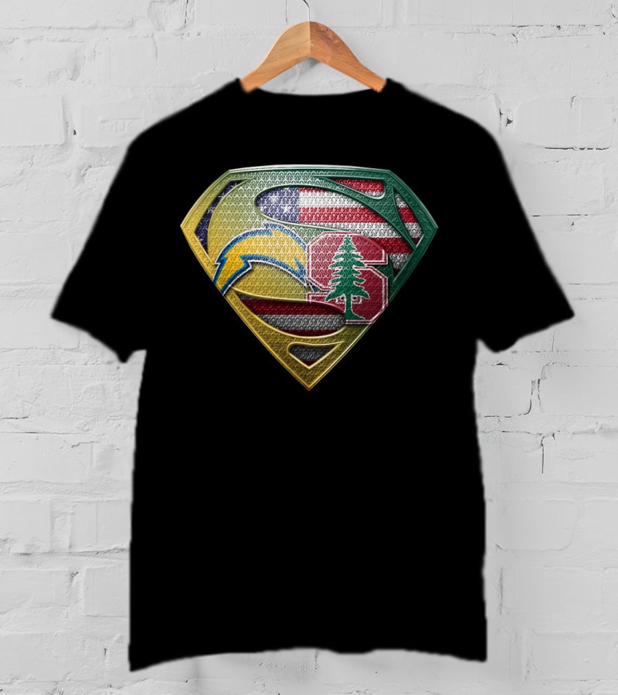 San Diego Chargers Superman Stanford Tree American Flag Combination T-Shirt