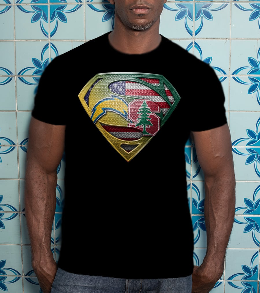 San Diego Chargers Superman Stanford Tree American Flag Combination T-Shirt