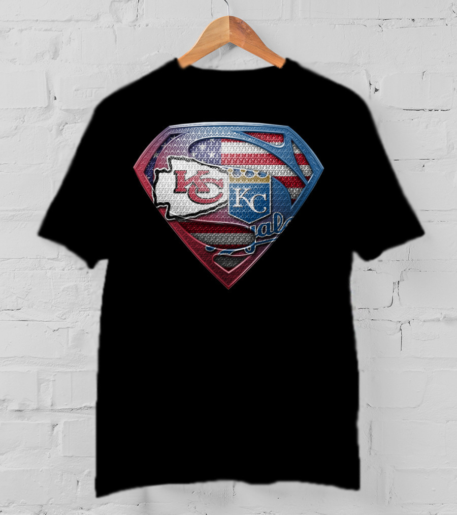 Kansas City Chiefs Royals Superman Usa Flag T-Shirt