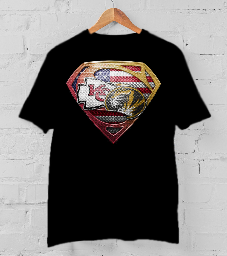 Missouri Chiefs Tigers Super Shield Usa Flag T-Shirt