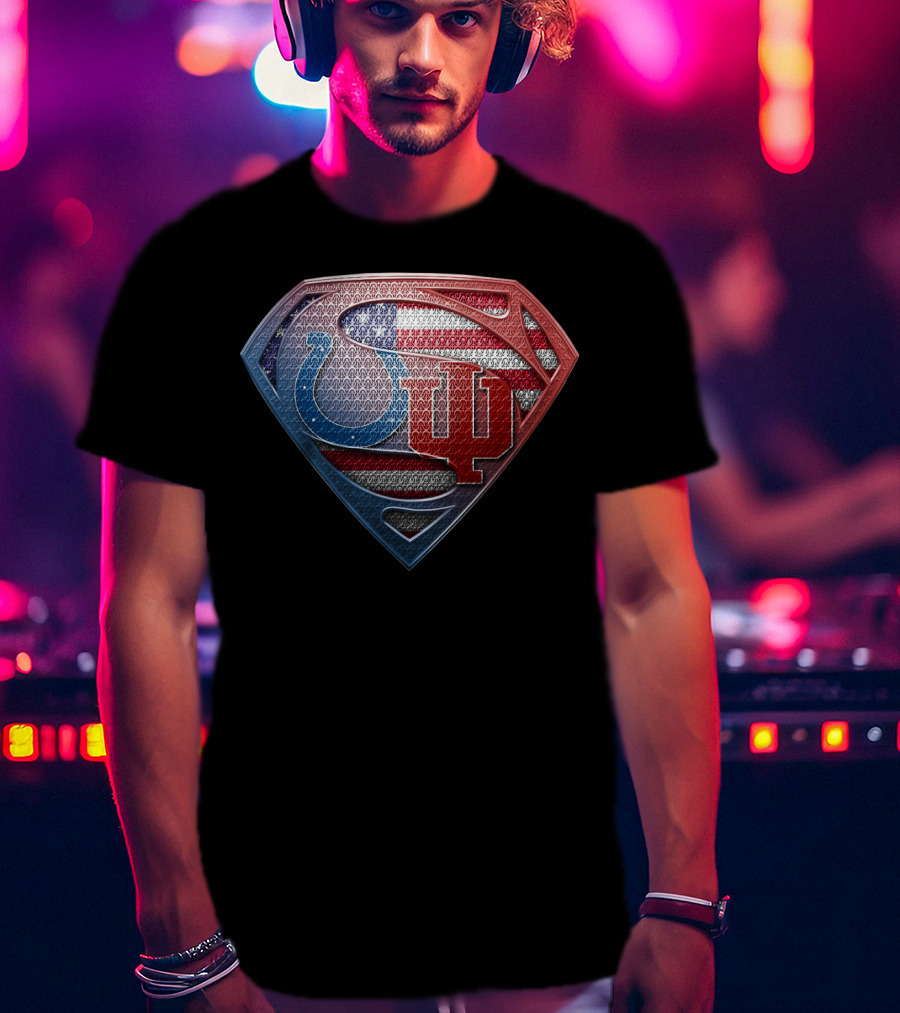 Colts Iu American Flag Superman Shield T-Shirt