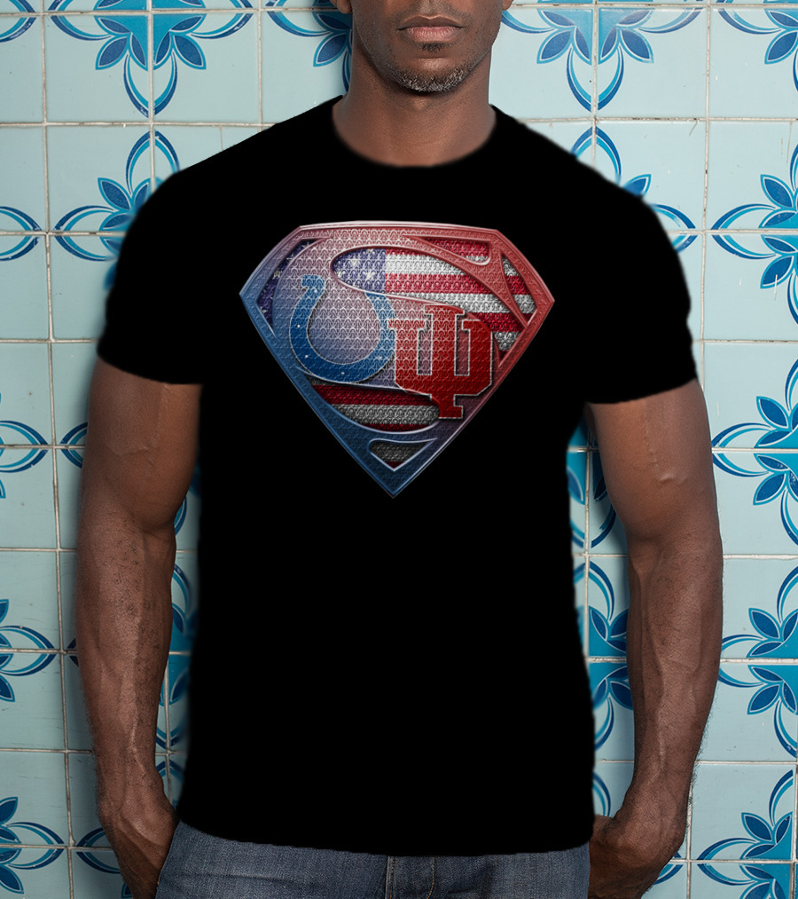 Colts Iu American Flag Superman Shield T-Shirt