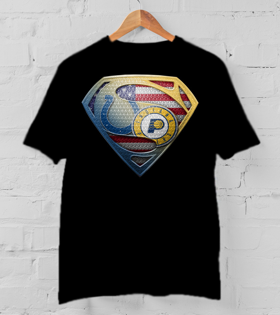 Indianapolis Colts Superman Logo American Flag T-Shirt