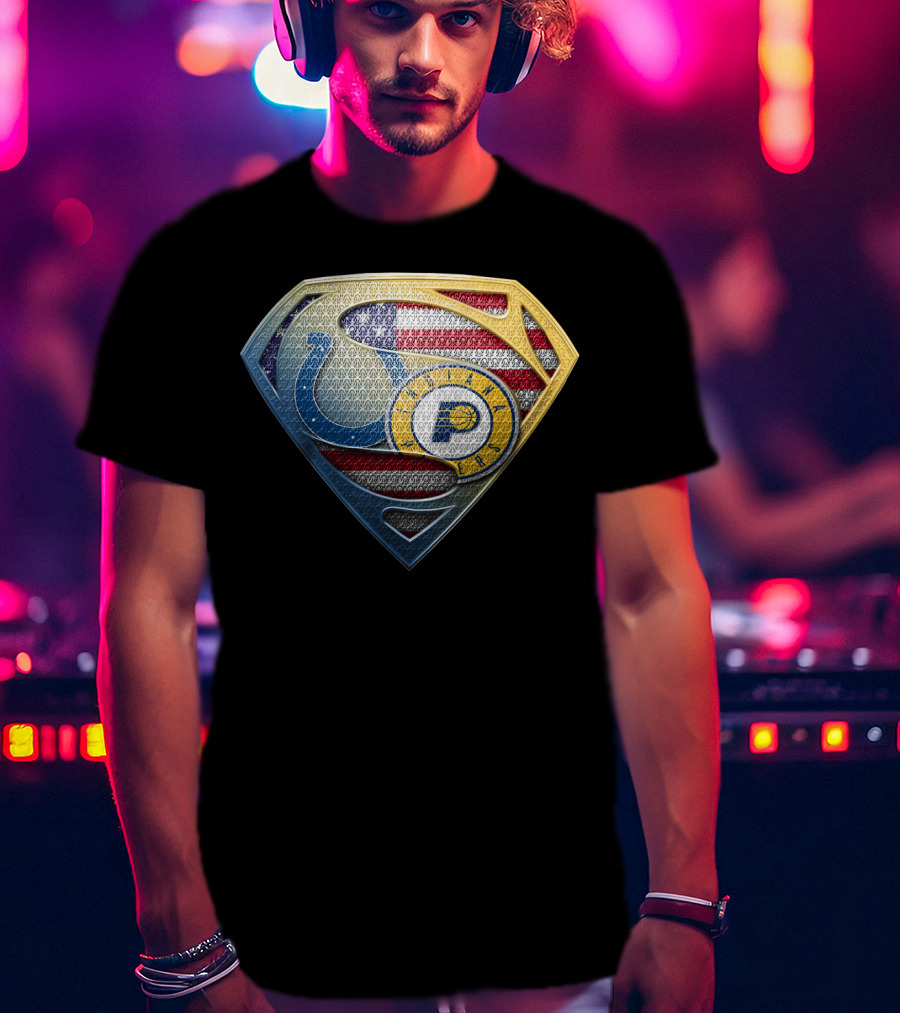 Indianapolis Colts Superman Logo American Flag T-Shirt