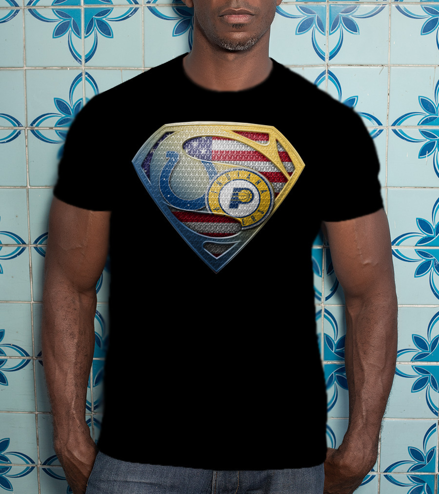 Indianapolis Colts Superman Logo American Flag T-Shirt