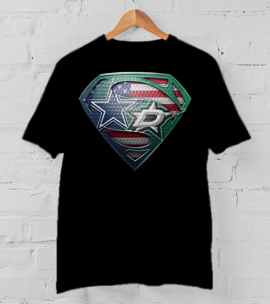 Dallas Stars Superman Shield With American Flag Elements T-Shirt