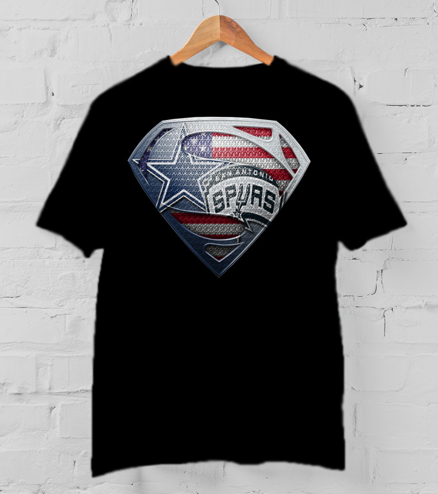 San Antonio Spurs American Flag Superman Shield T-Shirt