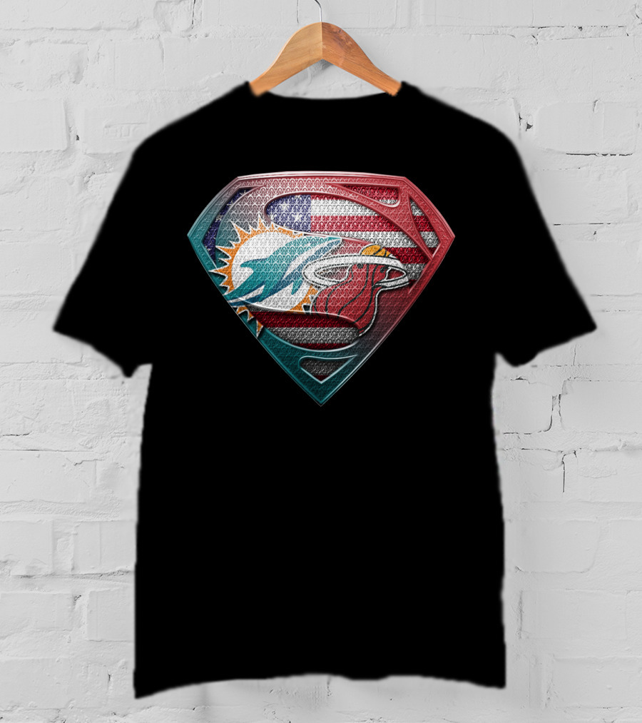 Superman Miami Dolphins American Flag T-Shirt