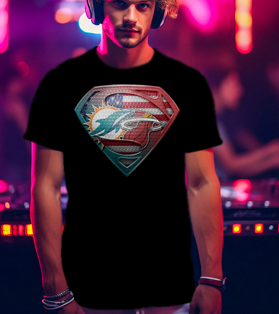 Superman Miami Dolphins American Flag T-Shirt