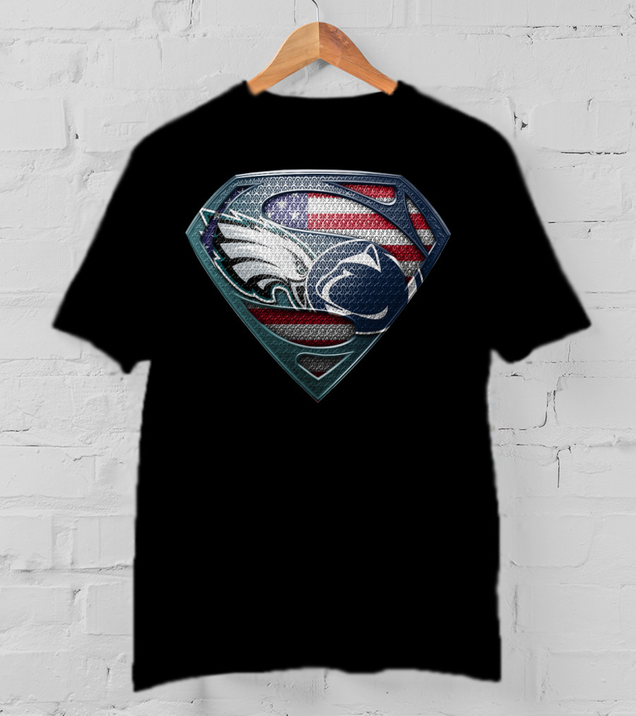Superman Crest Philadelphia Eagles Penn State American Flag T-Shirt