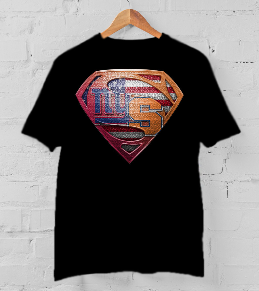 Superman Shield American Flag New York Giants Syracuse T-Shirt