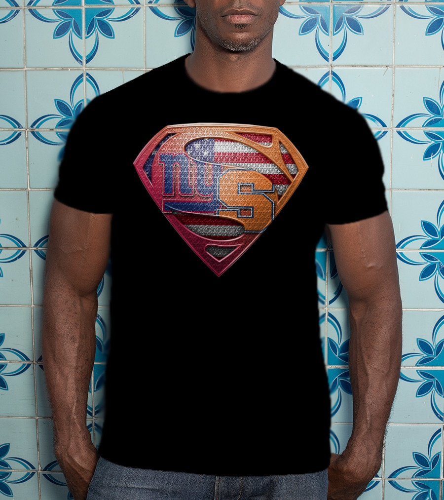 Superman Shield American Flag New York Giants Syracuse T-Shirt