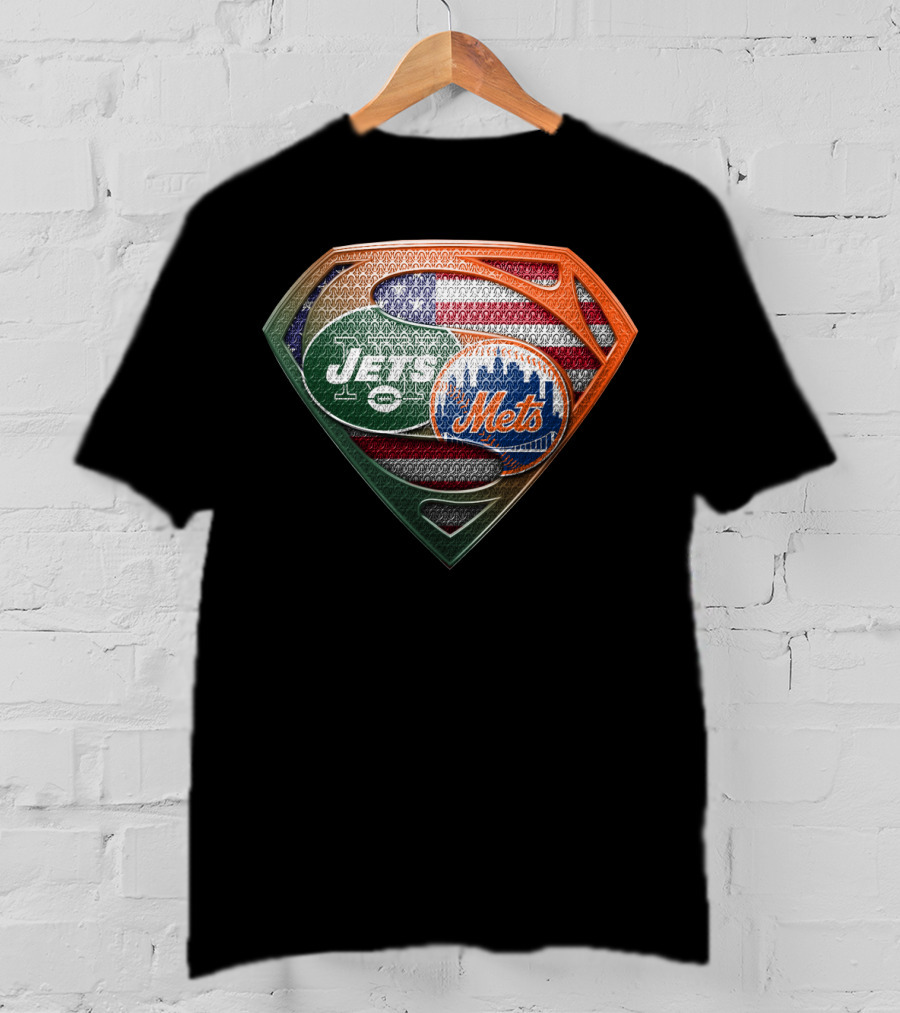 American Flag New York Jets Mets Superman Shield Sspus069 T-Shirt
