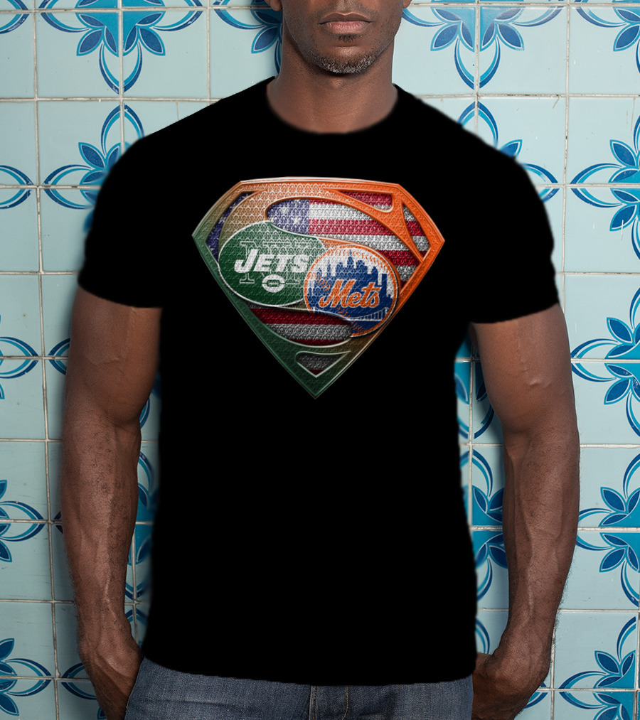 American Flag New York Jets Mets Superman Shield Sspus069 T-Shirt