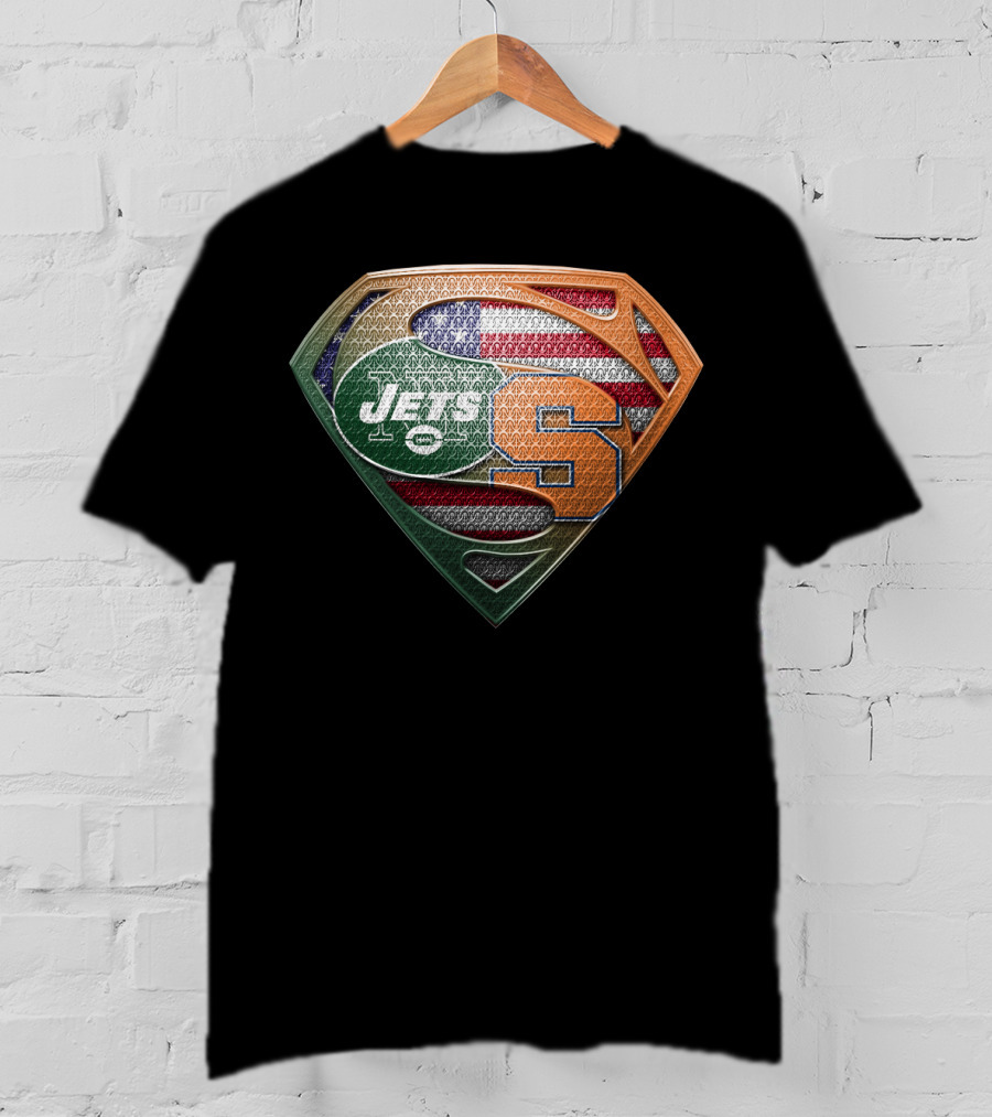Jets Syracuse Superman Shield American Flag T-Shirt