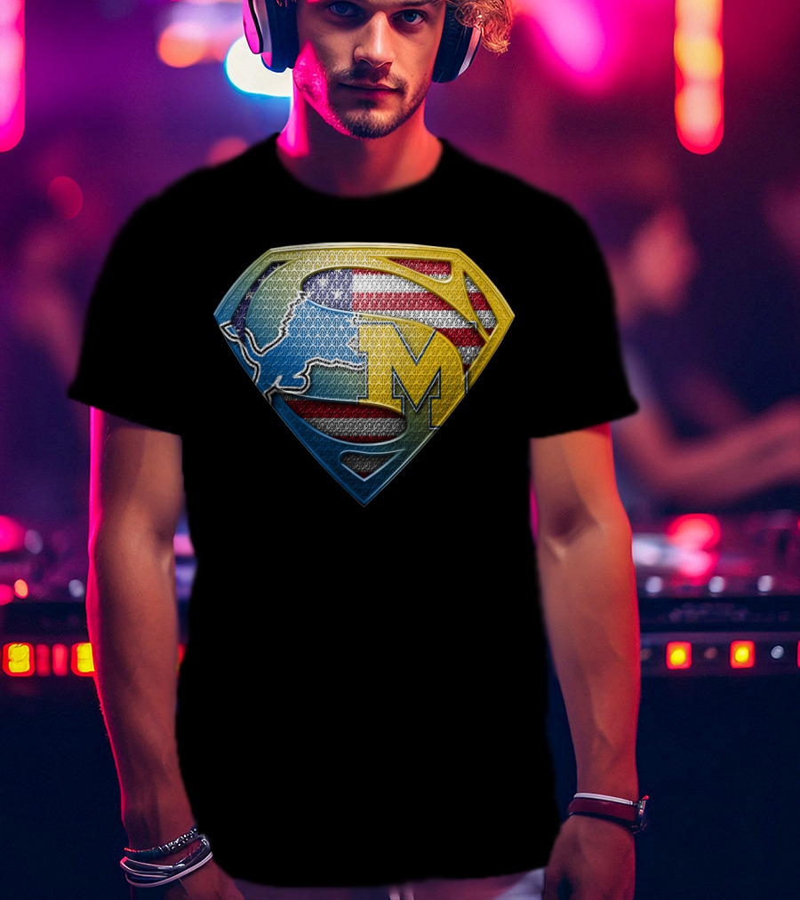 Superman Buffalo Michigan American Flag Logo Sspus077 T-Shirt