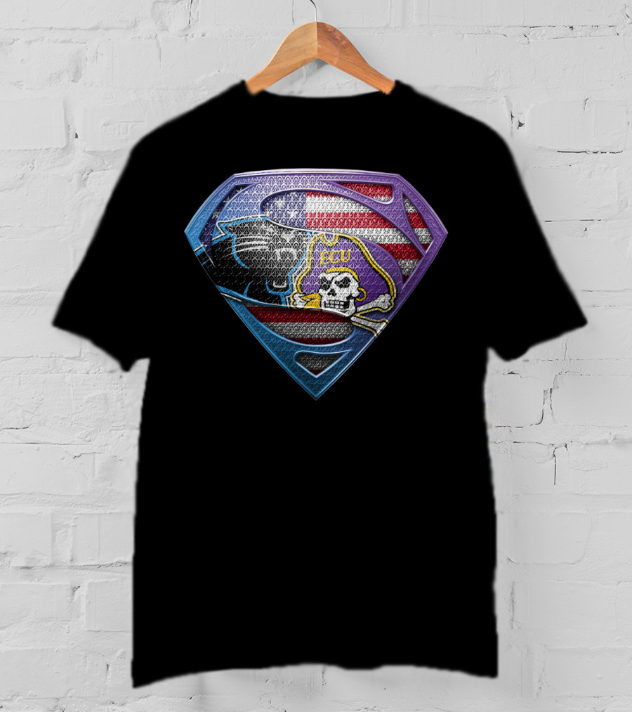 Carolina Panthers Ecu American Flag Shield T-Shirt
