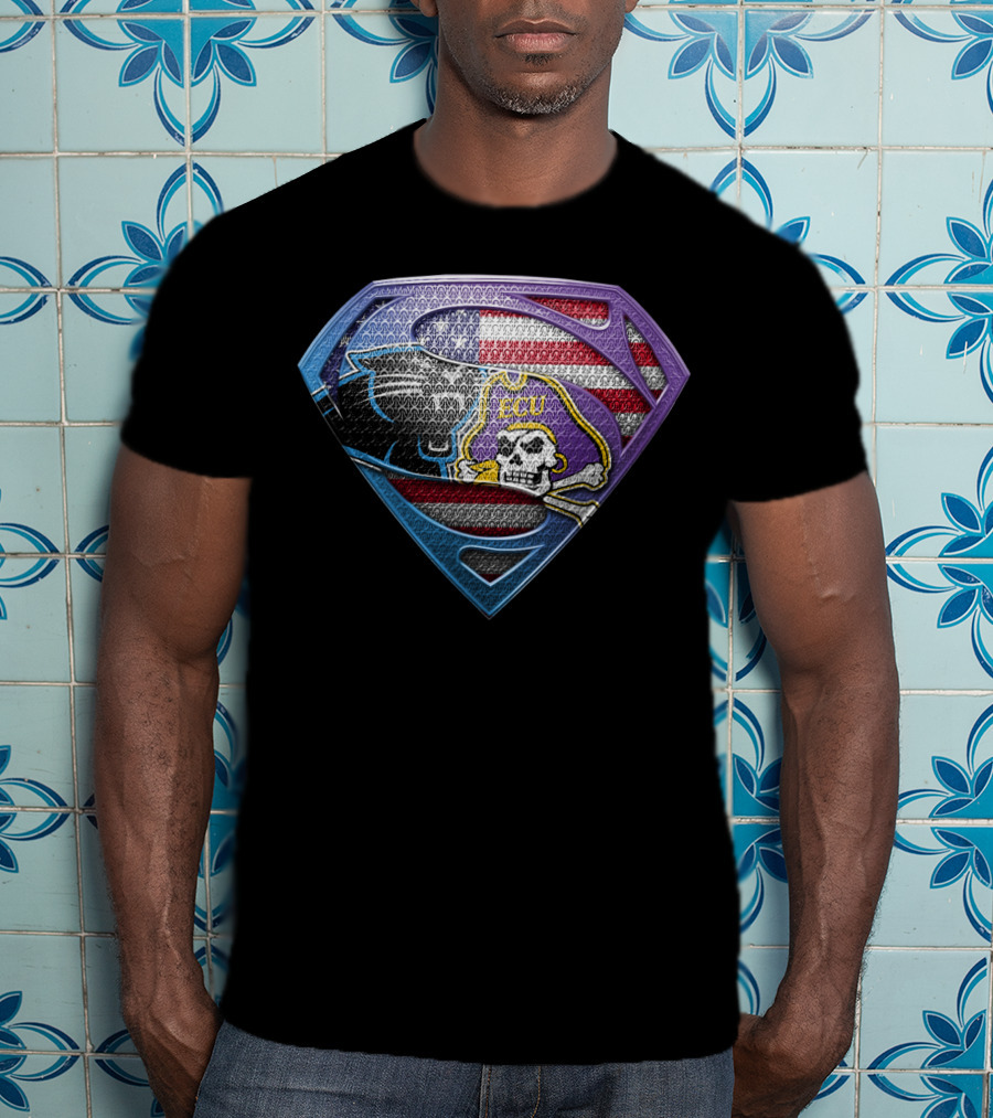 Carolina Panthers Ecu American Flag Shield T-Shirt