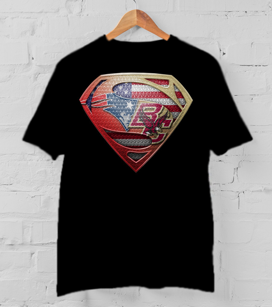 New England Patriots Superman S Shield Pride Usa Flag T-Shirt