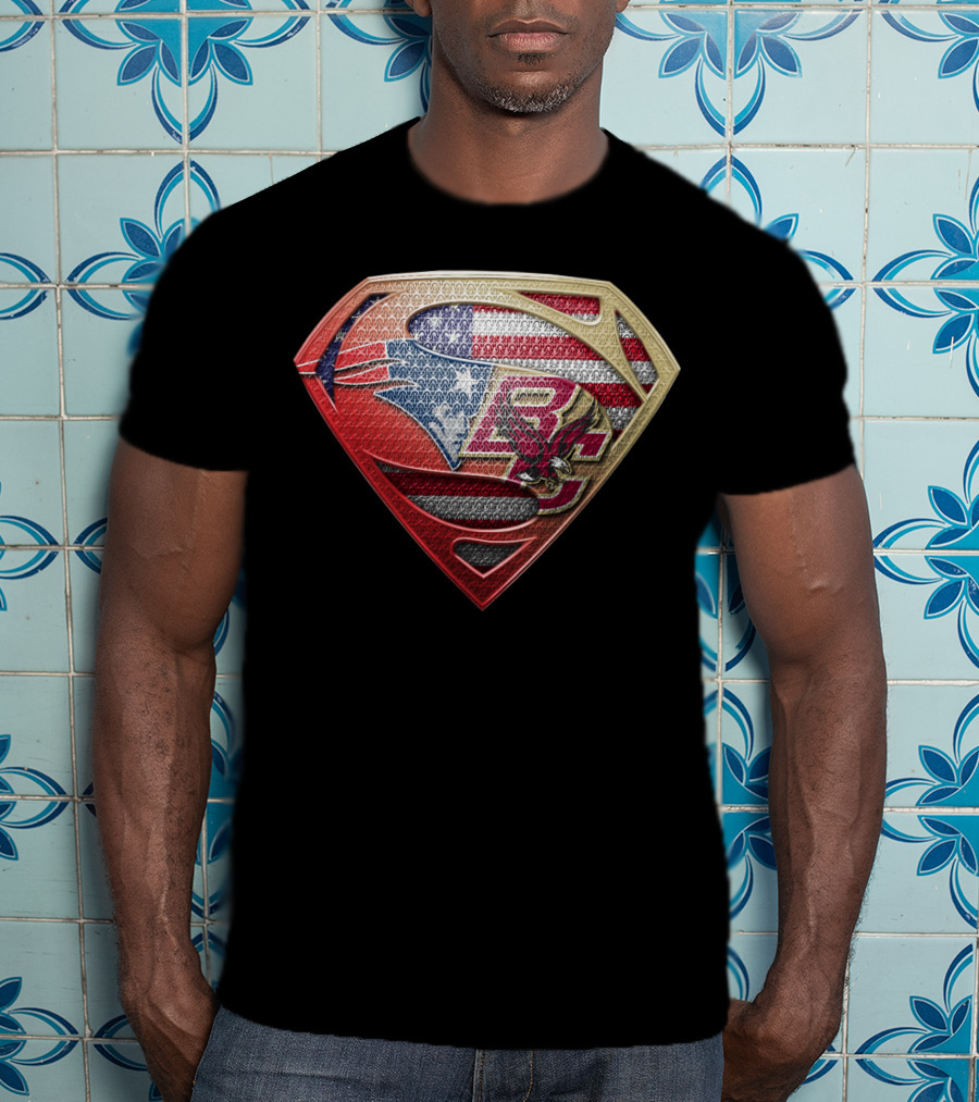 New England Patriots Superman S Shield Pride Usa Flag T-Shirt