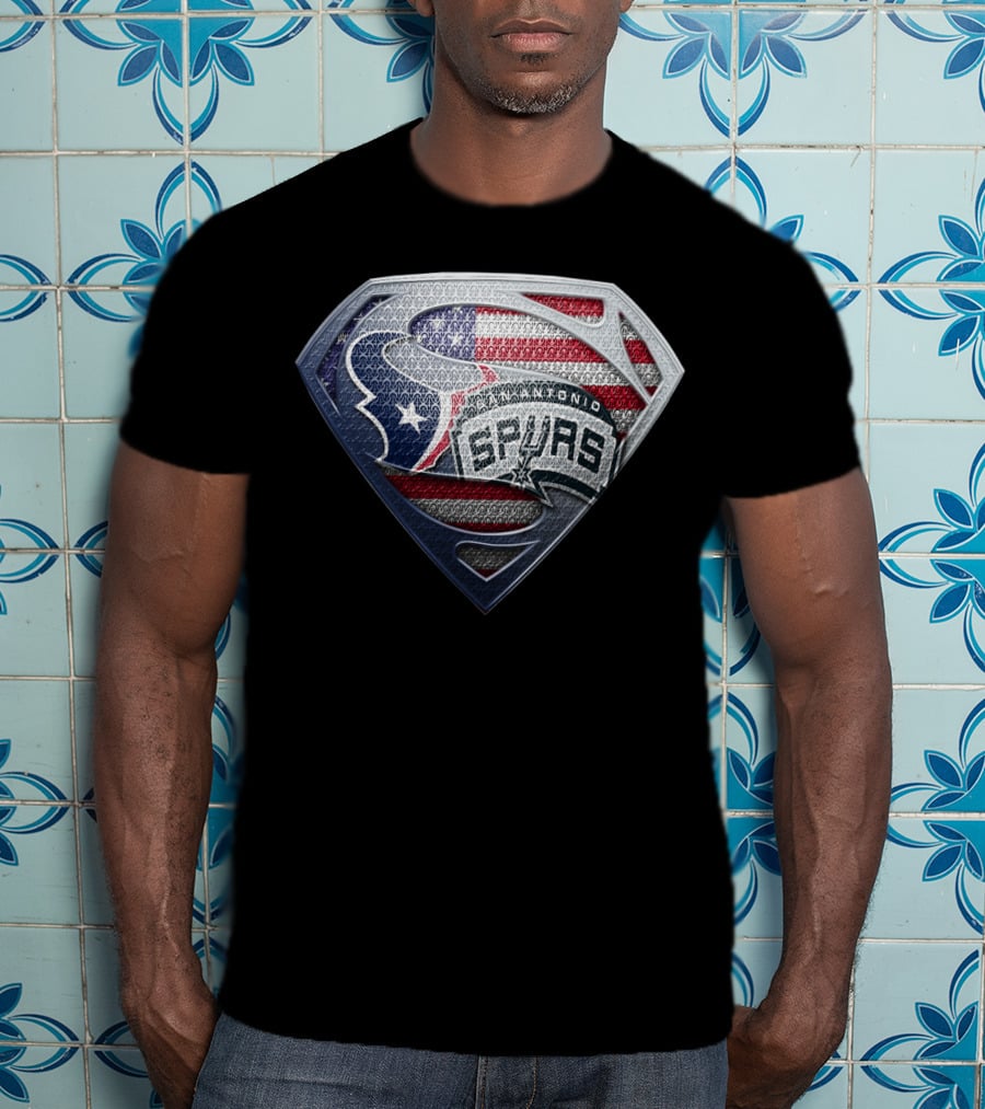 San Antonio Spurs Superman Logo Texas Flag T-Shirt