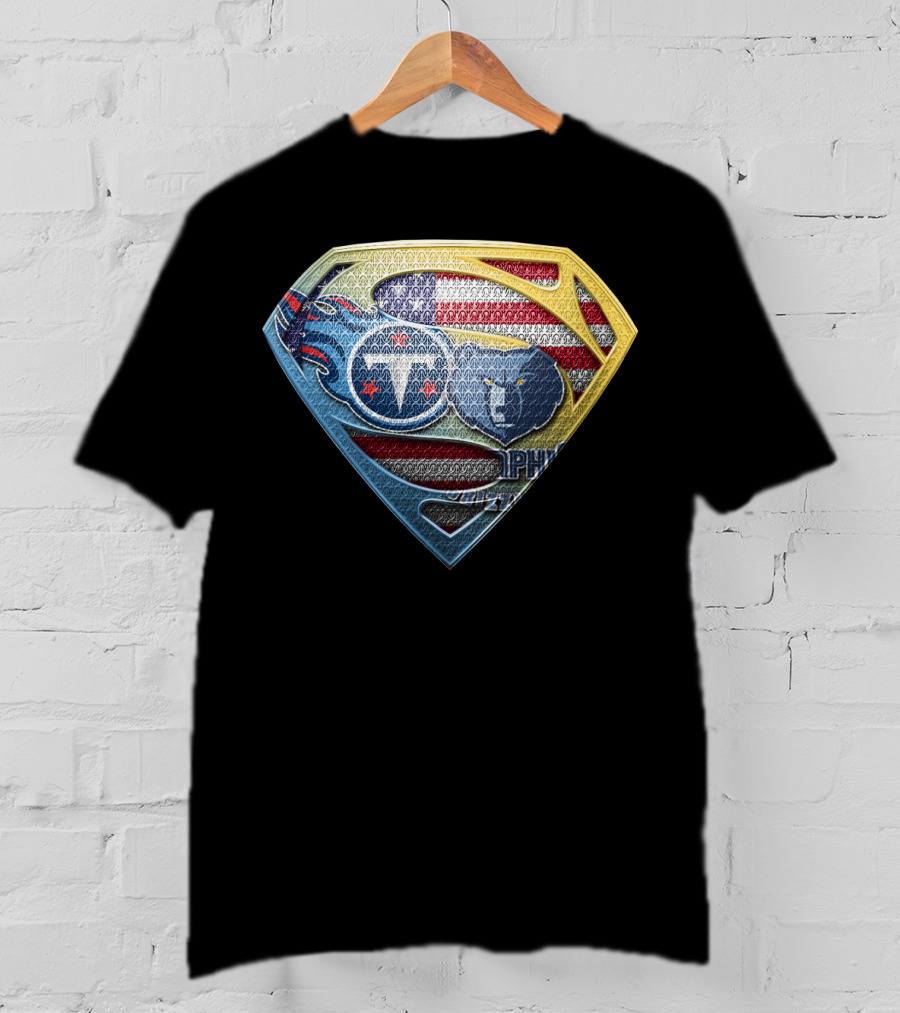 Superman Shield Tennessee Titans Logo Usa Flag T-Shirt