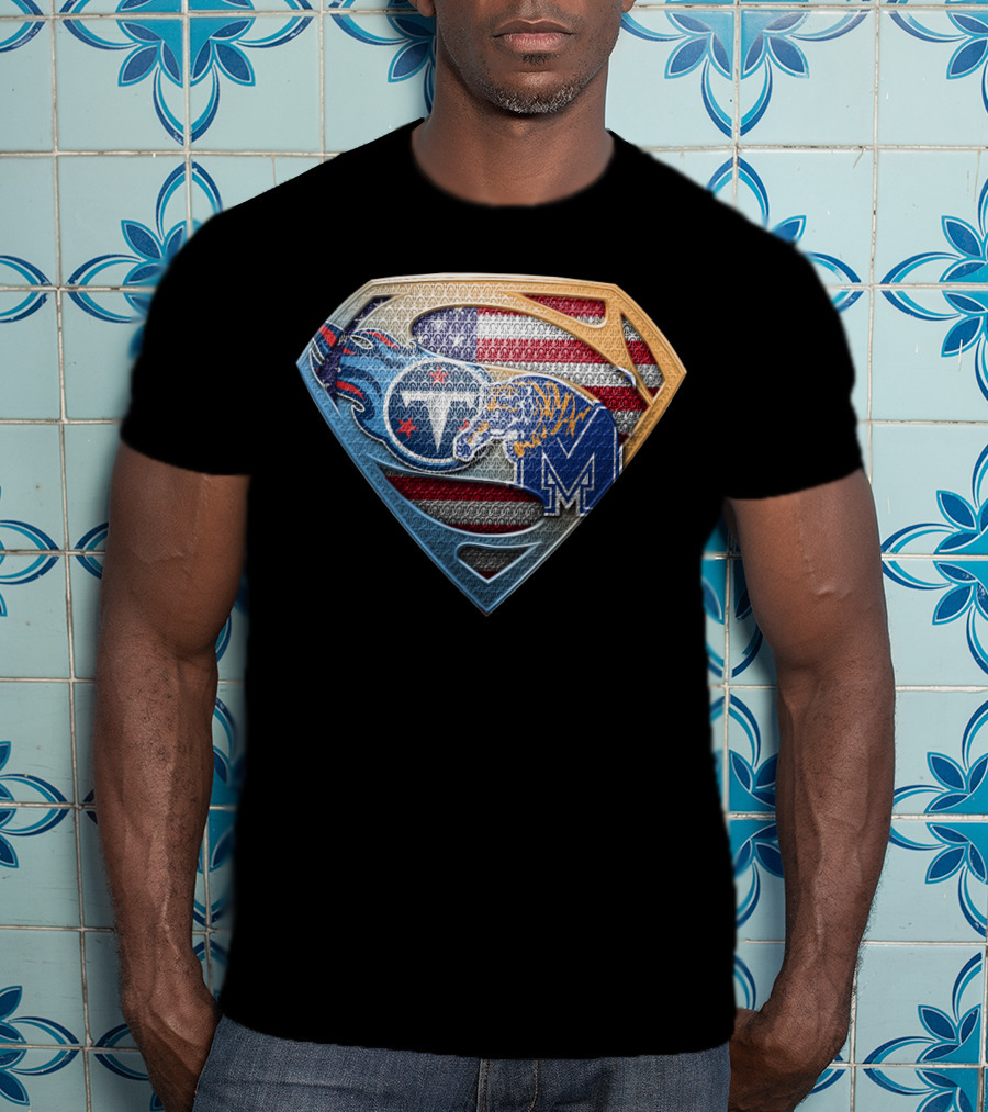 Superman Memphis Tigers American Flag T-Shirt