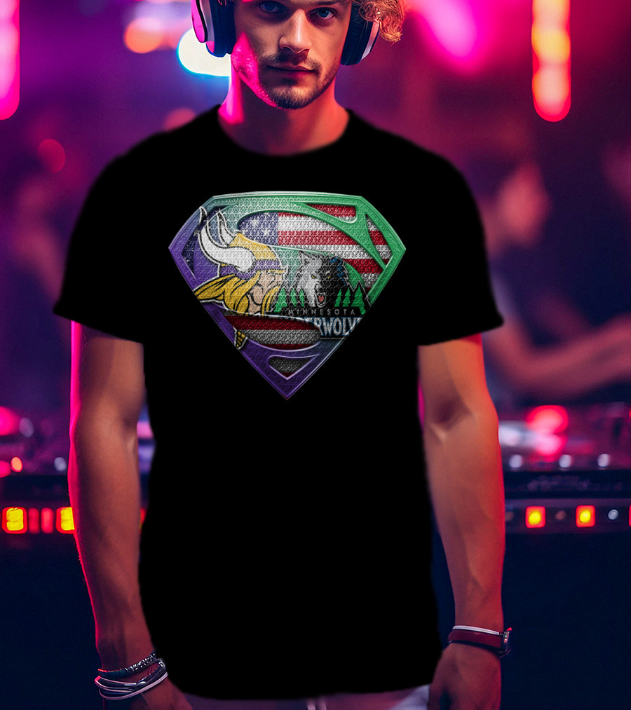 Minnesota Vikings Timberwolves Usa Superhero T-Shirt