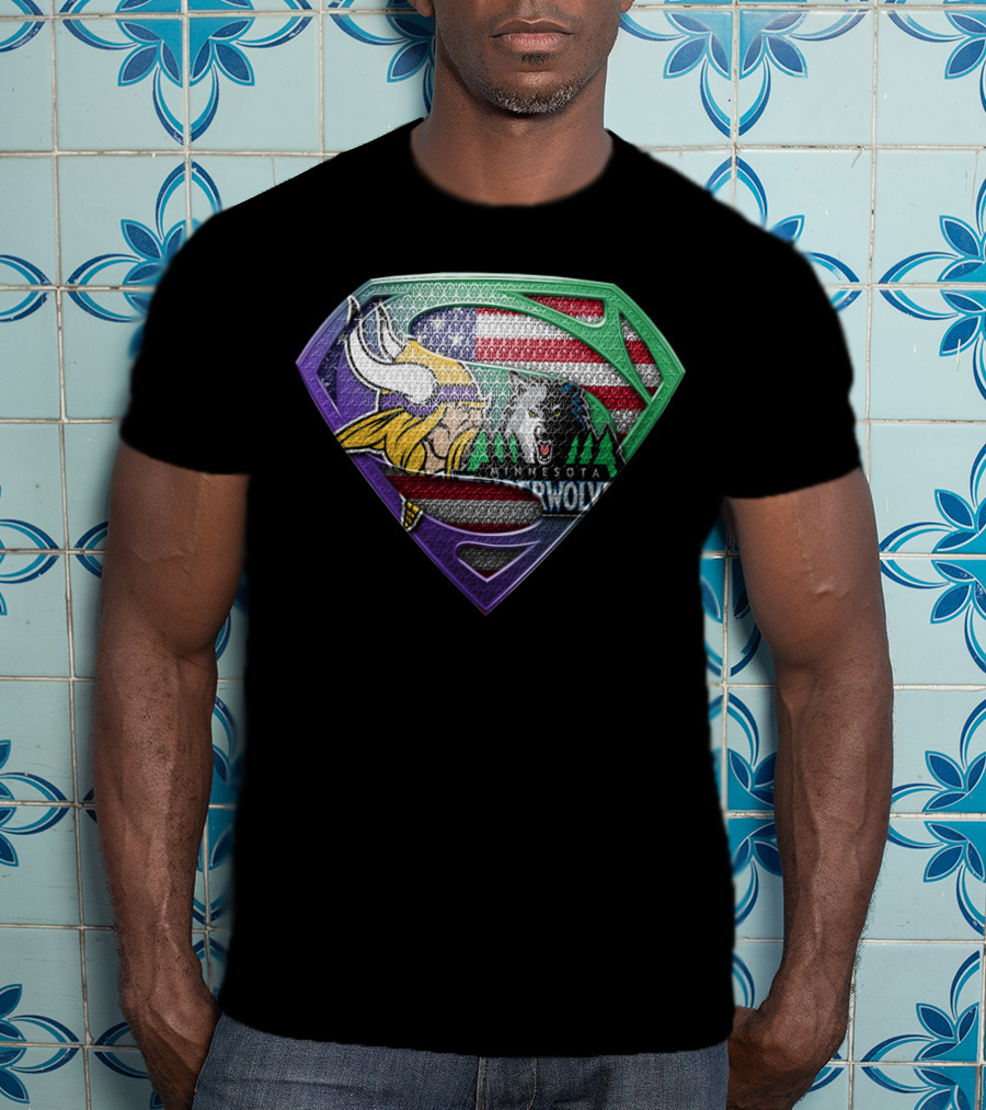 Minnesota Vikings Timberwolves Usa Superhero T-Shirt