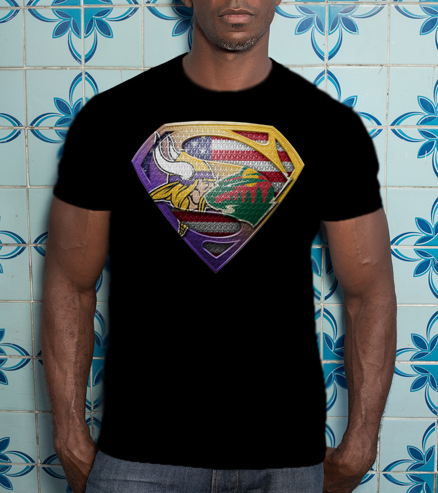 Vikings Wild Super Shield American Flag Fusion T-Shirt