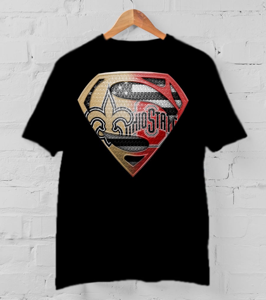 Ohio State Buckeyes New Orleans Saints Superman Logo Fusion T-Shirt