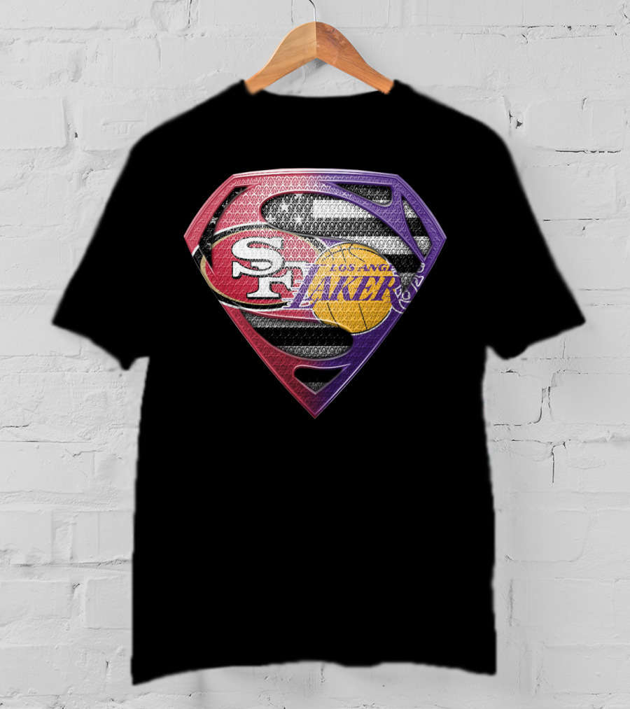 San Francisco 49ers Los Angeles Lakers Superman Logo Mashup T-Shirt