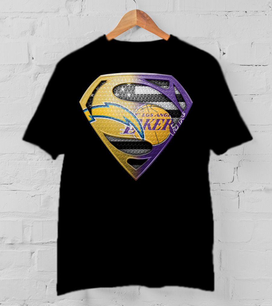 Los Angeles Lakers And Chargers Superman Logo Mashup T-Shirt