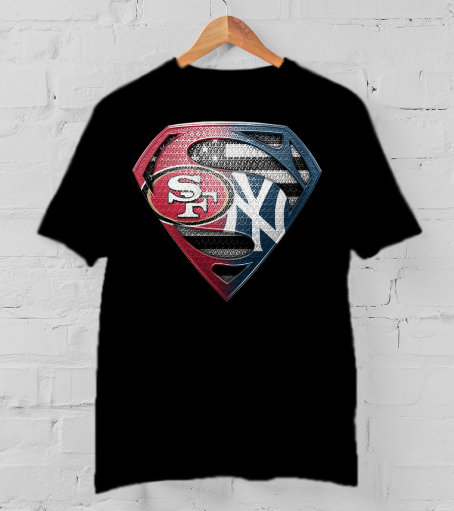 Sf San Francisco 49ers New York Yankees Superman Shield T-Shirt